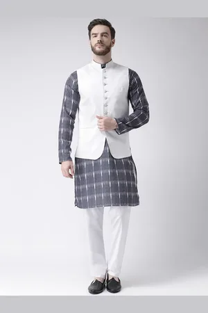 Hangup Men Printed Kurta & Salwar With Nehru Jacket