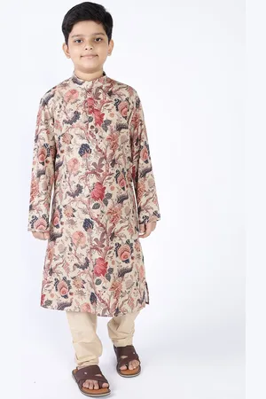 TABARD Boys Floral Printed Straight Cotton Kurta