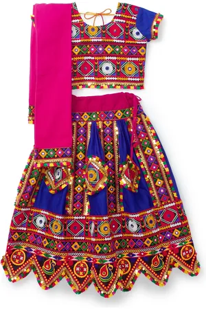 Banjara Girls Embroidered Cotton Ready to Wear Lehenga & Blouse With Dupatta