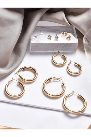 BeWitched Set Of 6 Gold-Toned Contemporary Hoop & Stud Earrings