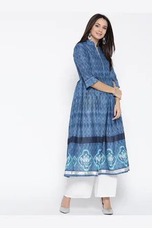 Sera Abstract Printed Mandarin Collar Anarkali Kurta