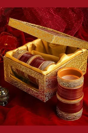 PANASH Set Of 66 Gold-Plated AD Studded Chuda Bangles