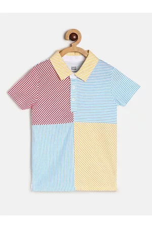 MINI KLUB Boys Colourblocked Polo Collar Pure Cotton T-shirt