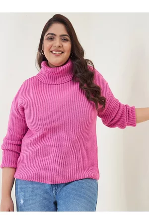 CURVY STREET Women Plus Size Ribbed Acrylic Pullover
