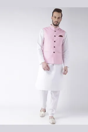 Hangup Men Long Sleeves Straight Kurta with Pyjamas & With Nehru jacket