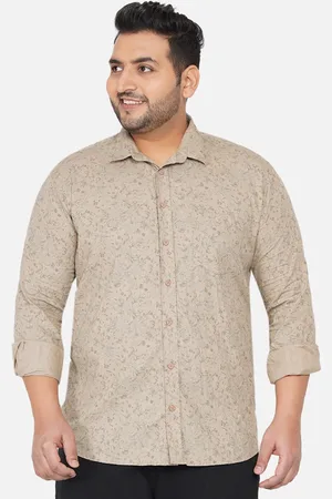 John Pride Men Plus Size Floral Printed Casual Cotton Shirt