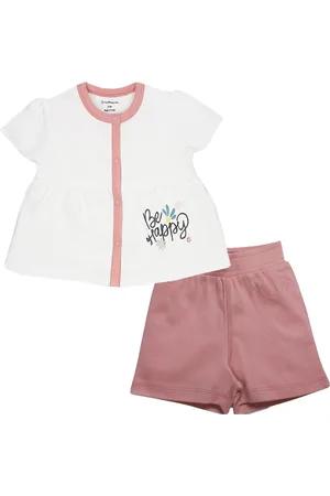 My Milestones Infant Girls Printed Pure Cotton Top with Shorts