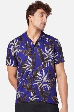 PEOPLE Men Slim Fit Floral Printed Casual Shirt
