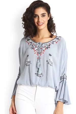 Gipsy Women Blue Embroidered Top