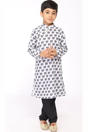 TABARD Boys Printed Cotton Angrakha Straight Kurta