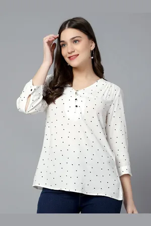 CANTABIL Polka Dots Printed Cuffed Sleeves Top