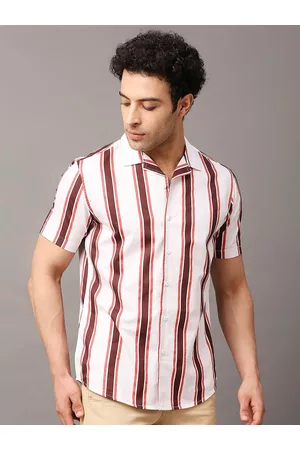 HERE&NOW Men Premium Slim Fit Striped Casual Pure Cotton Shirt