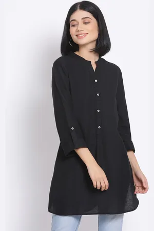 Oxolloxo Women Black & White Solid Tunic