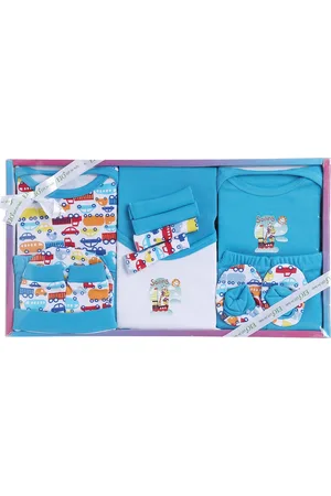 EIO Kids 13 Piece Turquoise Blue Pure Cotton Apparel Gift Set