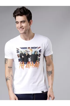 LocoMotive Men White Printed Round Neck T-shirt