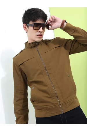 Highlander Men Khaki Solid Bomber Jacket