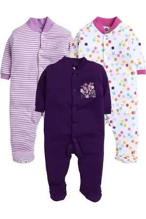 EIO Kids Pack of 3 Cotton Sleepsuits