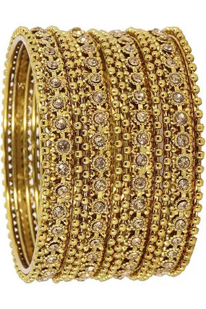 NMII Set of 12 Gold-Plated Zircon Studded With Ballchain Bangles