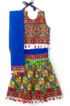 Banjara Girls Embroidered Cotton Ready to Wear Lehenga & Blouse With Dupatta