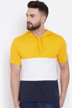 The Dry State Men Striped Hooded Cotton T-shirt