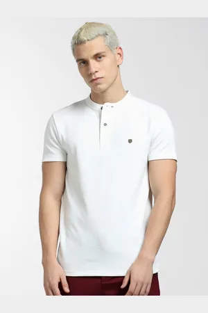 JACK & JONES Men Mandrain Collar Slim Fit Cotton T-shirt