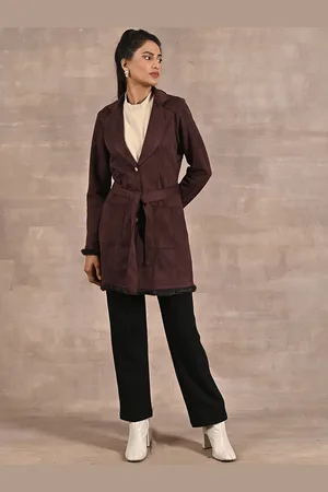 Lakshita Single-Breasted Long Suede Trench Coat