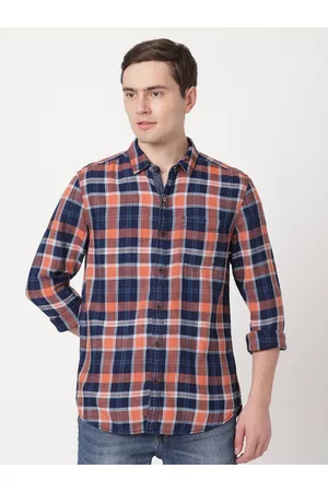 Wrangler Men Tartan Checks Cotton Casual Shirt