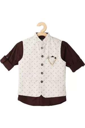 CAVIO Boys Printed Cotton Nehru Jackets