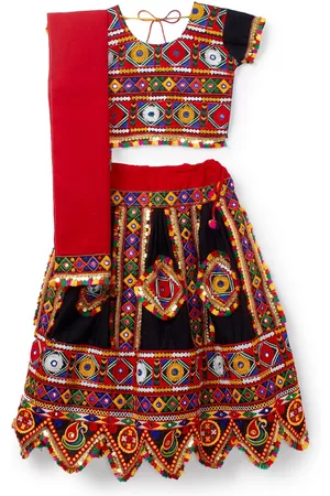Banjara Girls Embroidered Cotton Ready to Wear Lehenga & Blouse With Dupatta