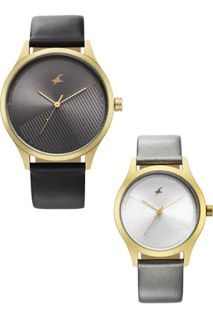 Fastrack Pack of 2 Aluminium Dial & Leather Straps Analogue Watch 6803168033AL01