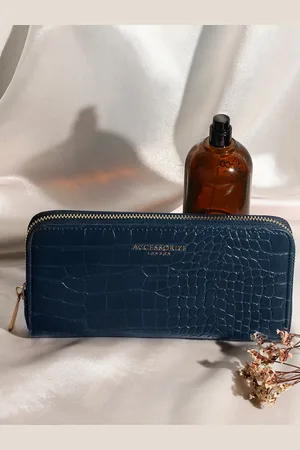 Accessorize London Women Faux Leather Adela Croc Zip Around Large Wallet