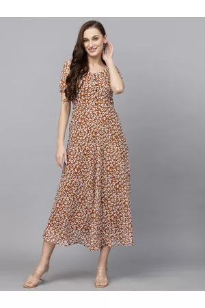 Aayu Floral Printed Fit & Flare Midi Dress