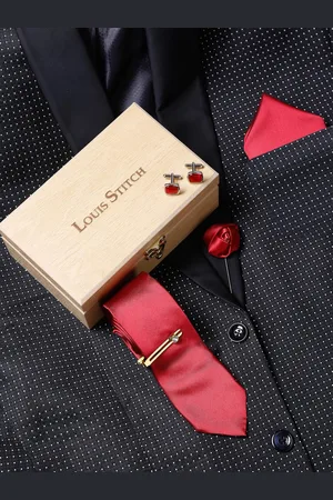 LOUIS STITCH Men Luxury Italian Silk Necktie Set