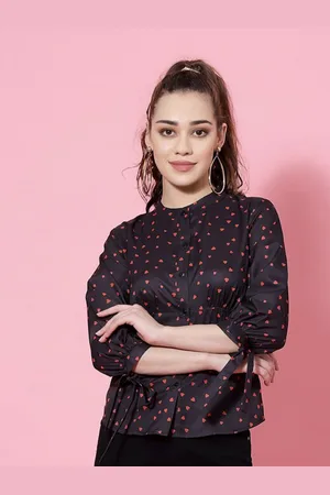KASSUALLY Women Slim Fit Conversational Printed Front Open Corset Shirt