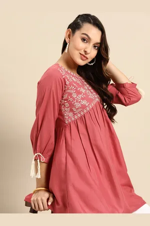 Sangria Floral Embroidered Longline Top