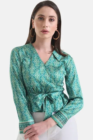 Kazo Geometric Printed Wrap Top
