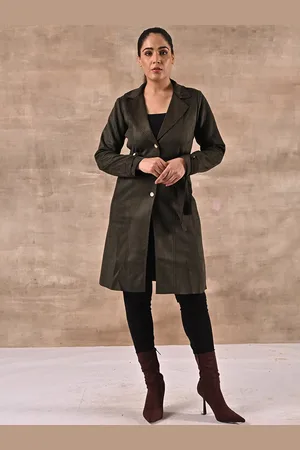 Lakshita Women Wool Single-Breasted Regular Fit Trench Coat