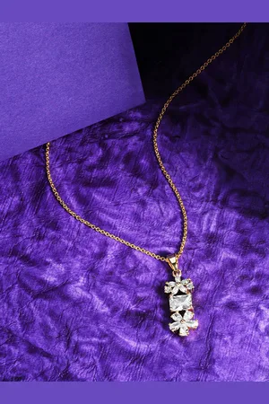 HOT AND BOLD Women Gold-Plated Cubic Zirconia Pendant Necklace