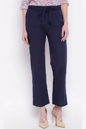Mayra Women Cotton Mid-Rise Straight Fit Trousers