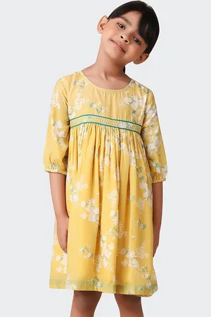Fabindia Girls Floral Printed Empire Dress