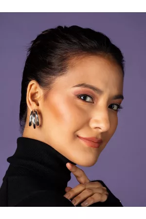 Priyaasi Silver-Plated Half Hoop Earrings