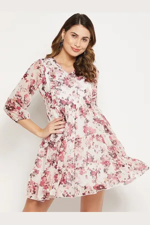 Bitterlime Floral Georgette Dress