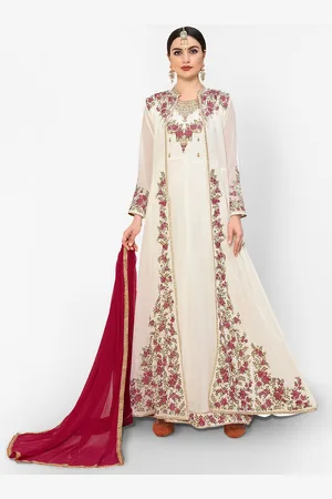 Divine International Trading Co White & Red Embroidered Unstitched Dress Material
