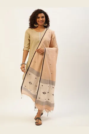 ArtEastri Geometric Woven Design Cotton Jamdani Dupatta