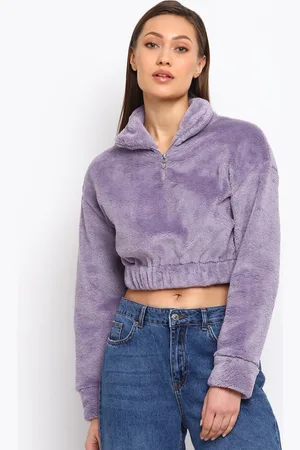 COVER STORY Women Hooded Cropped Pulover Sweatshirt