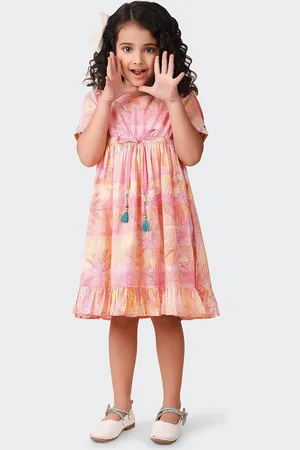 Fabindia Girls Printed Cotton Fit & Flare Midi Dress