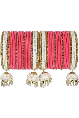 NMII 32 Pieces Stone-Studded & Beaded Velvet Bangles