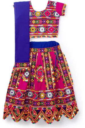 Banjara Girls Embroidered Cotton Ready to Wear Lehenga & Blouse With Dupatta