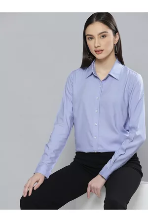 DENNISON Women Blue Solid Formal Shirt