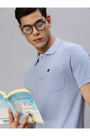 ONN Men Blue Mist Polo Collar T-shirt